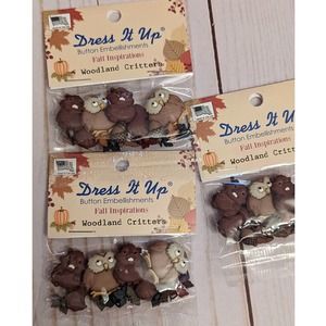 Fall Buttons Woodland Creatures Crafts/Clothes